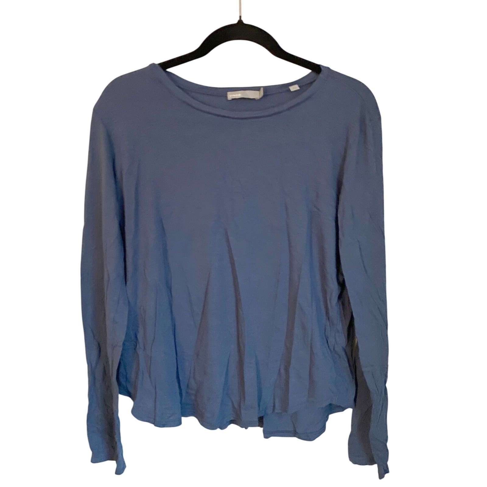 Vince Pima Cotton Crew Neck Long Sleeve Blue Top Large Normcore Lounge Cozy Soft